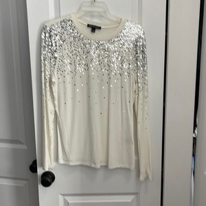 Sequin dressy tshirt cream INC